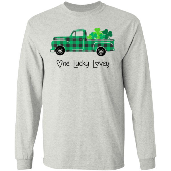 Buffalo Plaid Truck One Lucky Lovey St Patricks Day T-Shirt, Long Sleeve
