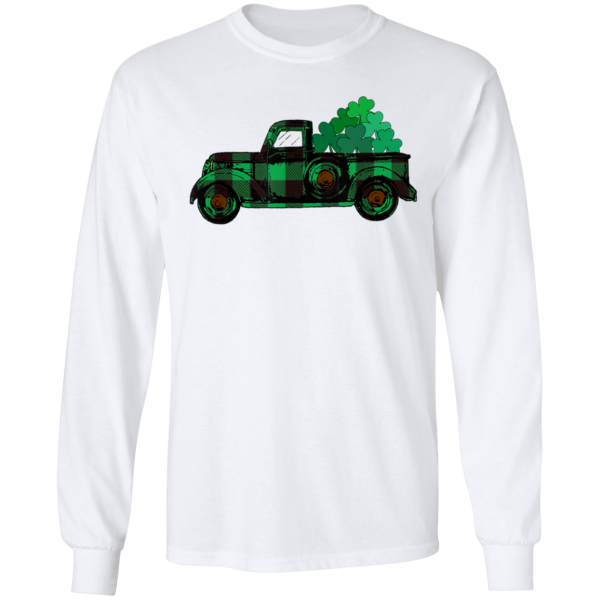 Buffalo Plaid Truck St Patricks Day with Shamrock Be Irish T-Shirt, Long Sleeve, Tank Top
