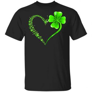 Irish Heart Lucky Shamrock Dog Paws T-Shirt, Long Sleeve, Hoodie
