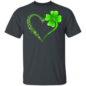 Irish Heart Lucky Shamrock Dog Paws T-Shirt, Long Sleeve, Hoodie