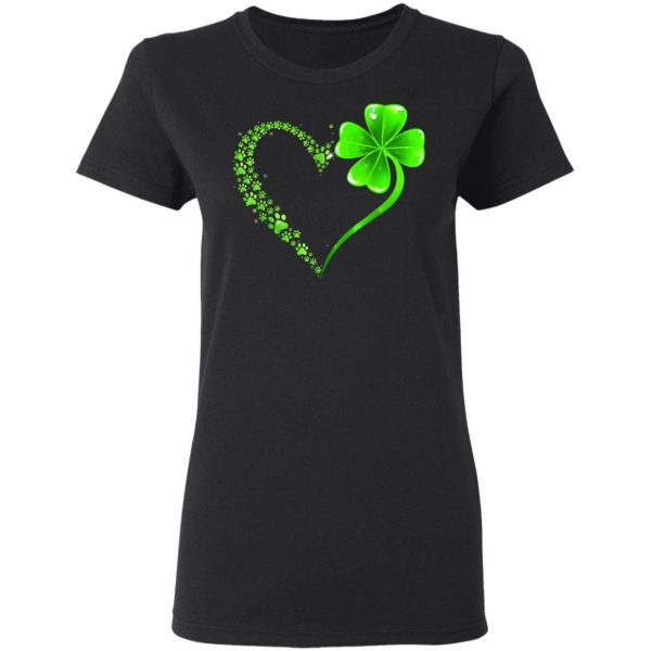 Irish Heart Lucky Shamrock Dog Paws T-Shirt, Long Sleeve, Hoodie