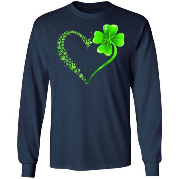 Irish Heart Lucky Shamrock Dog Paws T-Shirt, Long Sleeve, Hoodie