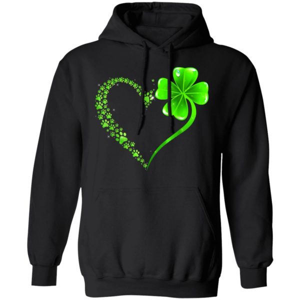 Irish Heart Lucky Shamrock Dog Paws T-Shirt, Long Sleeve, Hoodie