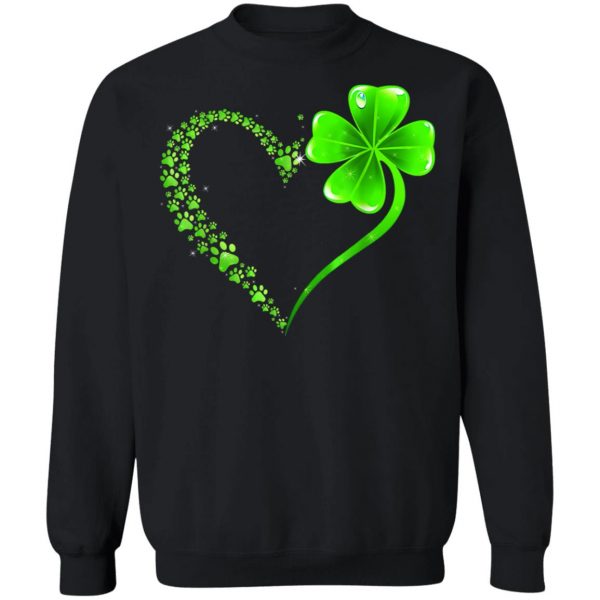 Irish Heart Lucky Shamrock Dog Paws T-Shirt, Long Sleeve, Hoodie