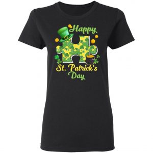 Autism Puzzle Wearing Laprechaun Hat St Patricks Day T-Shirt, Long Sleeve, Tank Top