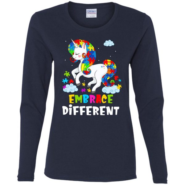 Autism Awareness – Embrace Different Like A Unicorn T-Shirt, Long Sleeve, Hoodie