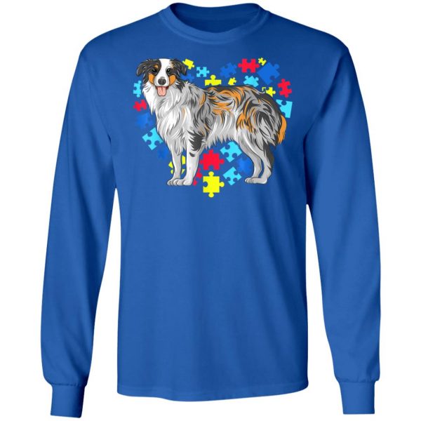 Autism Awareness Australian Shepherd Dog Heart T-Shirt, Long Sleeve, Hoodie