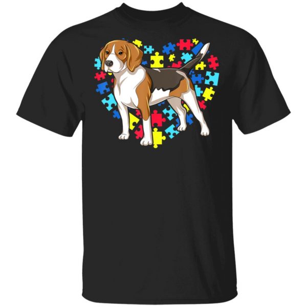 Autism Awareness Beagle Dog Heart T-Shirt, Long Sleeve, Hoodie