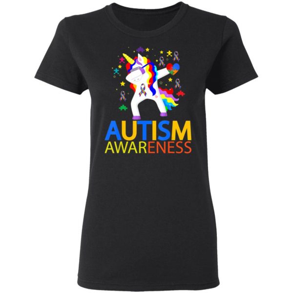 Autism awareness 2020-Dabbing Unicorn Puzzle Ribbon T-Shirt, Long Sleeve, Hoodie