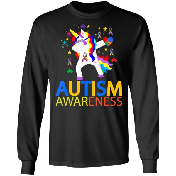 Autism awareness 2020-Dabbing Unicorn Puzzle Ribbon T-Shirt, Long Sleeve, Hoodie
