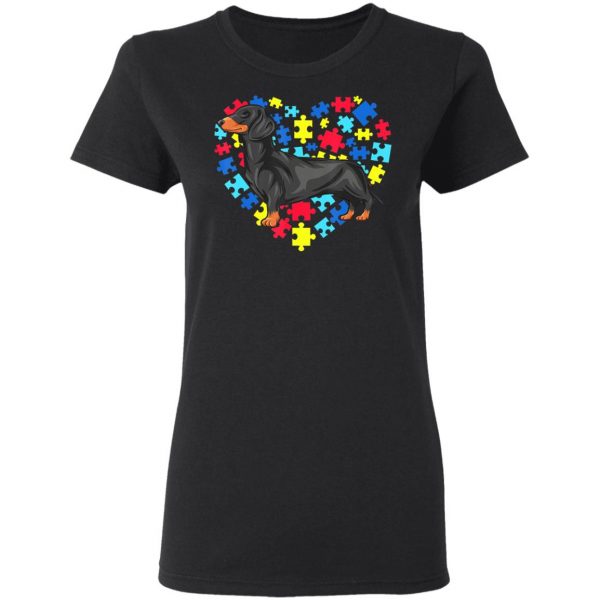 Autism Awareness Dachshund Dog Heart T-Shirt, Long Sleeve, Hoodie