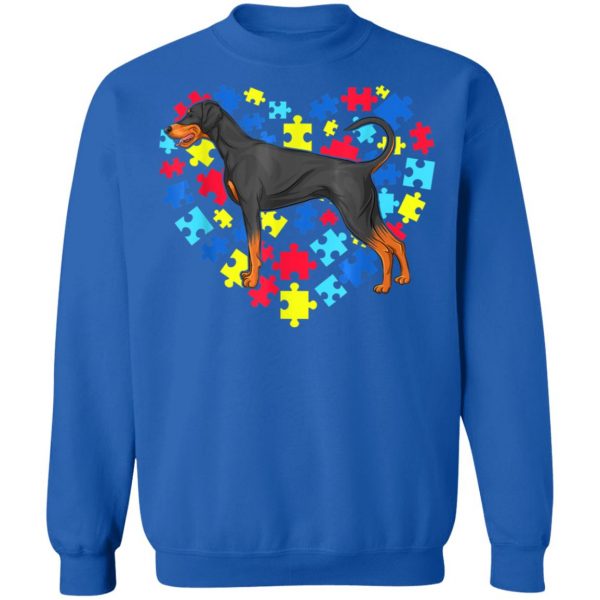 Autism Awareness Dobermann Dog Heart T-Shirt, Long Sleeve, Hoodie