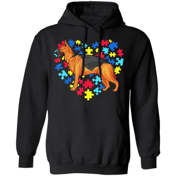 Autism Awareness German Shepherd Dog Heart T-Shirt, Long Sleeve, Hoodie