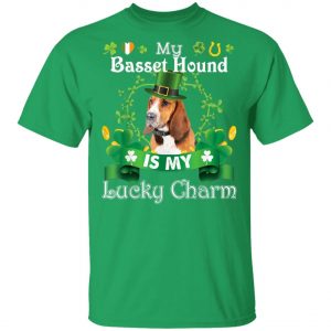 My Basset Hound Dog Is Lucky Charm Leprechaun St Patrick Day T-Shirt, Long Sleeve, Hoodie