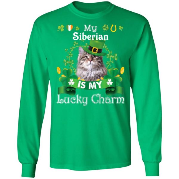 My Siberian Cat Is Lucky Charm Leprechaun St Patrick Day T-Shirt, Long Sleeve, Hoodie