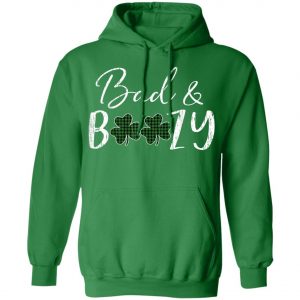 Bad and Boozy Plaid Green Shamrock Saint Patrick Day T-Shirt, Long Sleeve, Tank Top