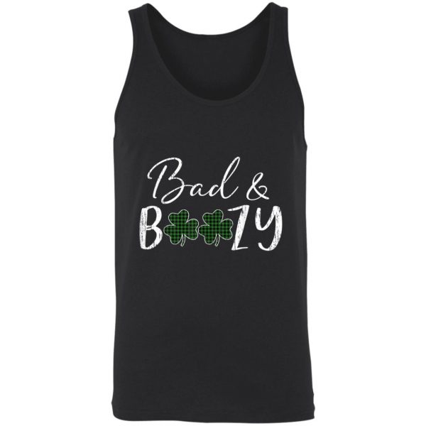 Bad and Boozy Plaid Green Shamrock Saint Patrick Day T-Shirt, Long Sleeve, Tank Top