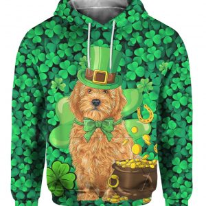 Goldendoodle St Patricks Day Irish Dog 3D Print Shirt, Long Sleeve, Hoodie