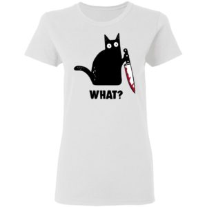 Cat What Murderous Black Cat With Knife Shirt