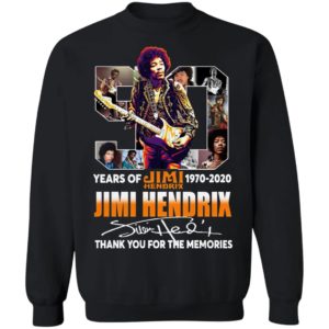 50 Years Of Jimi Hendrix 1970 2020 Thank You For The Memories Shirt