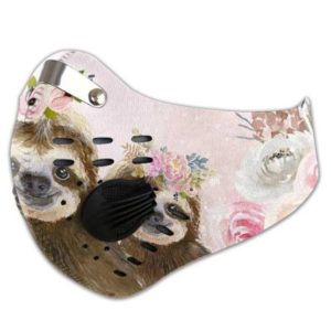 Floral Sloth Face Mask with Filter PM 2.5