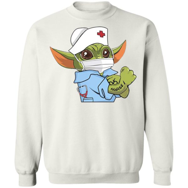 Baby Yoda Wearing Scrub Nurse Strong Shirt