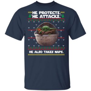 Baby Yoda He protects he also takes naps Christmas sweater