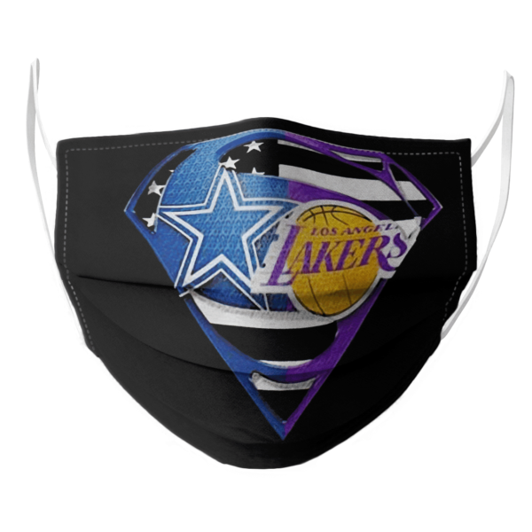 Dallas Cowboys And Los Angeles Lakers Diamond American Flag Superman Face Mask