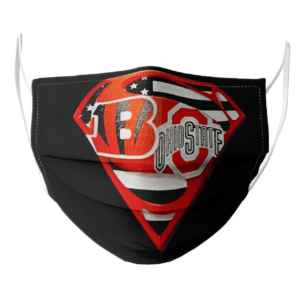 Cincinnati Bengals And Ohio State Buckeyes Diamond American Flag Superman  Face Mask