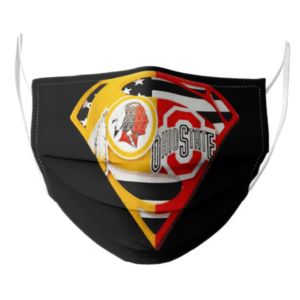 Washington Redskins And Ohio State Buckeyes Diamond American Flag Superman Face Mask