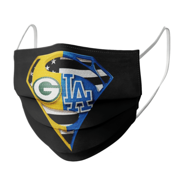 Green Bay Packers And Los Angeles Dodgers Superman Face Mask