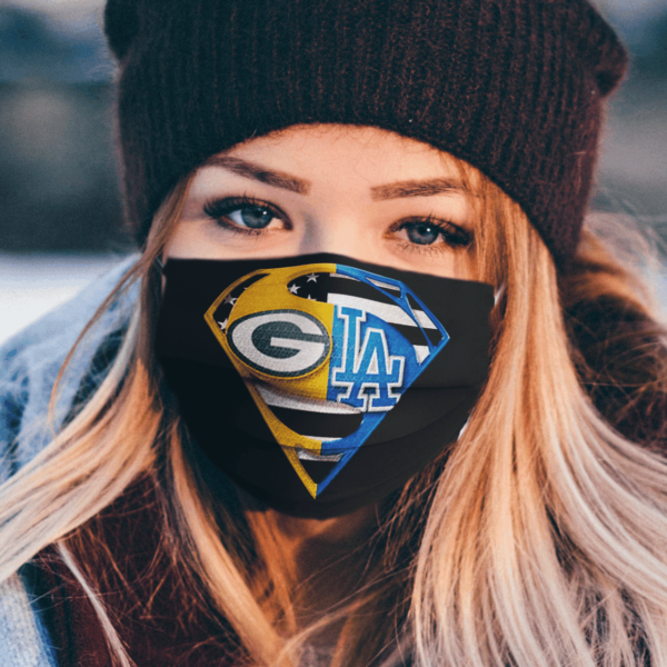 Green Bay Packers And Los Angeles Dodgers Superman Face Mask