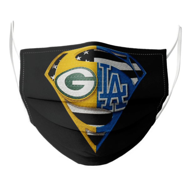 Green Bay Packers And Los Angeles Dodgers Superman Face Mask