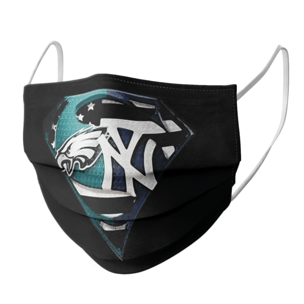 Philadelphia Eagles And New York Yankees Diamond American Flag Superman Face Mask