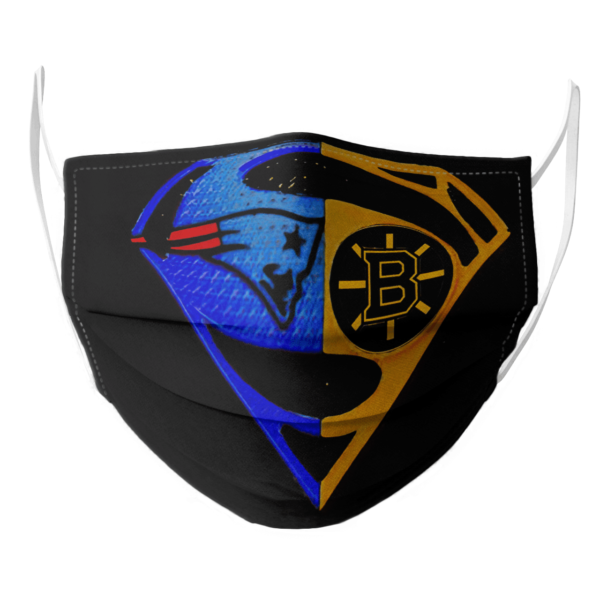 New England Patriots And Boston Bruins Diamond Superman Face Mask
