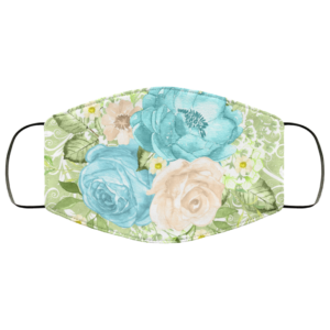 Green and Blue Flowers Face Mask Washable Reusable