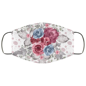Plum and Navy Flowers Face Mask Washable Reusable