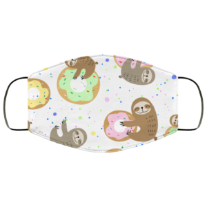 Cute Sloth With Sweet Doughnuts Face Mask Washable Reusable