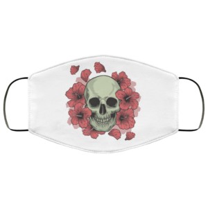 Skull Hand Drawn Flowers Face Mask Washable Reusable