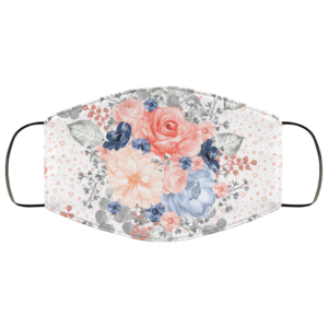 Navy and Pink Flowers Face Mask Washable Reusable