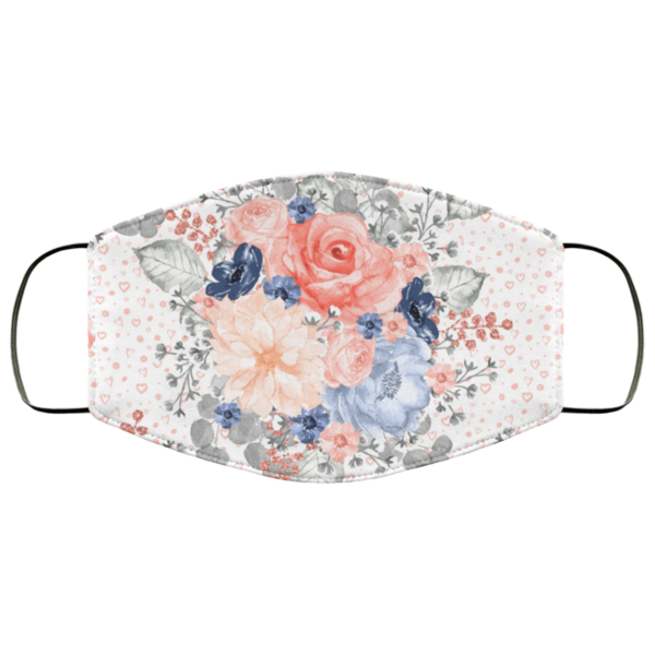 Navy and Pink Flowers Face Mask Washable Reusable