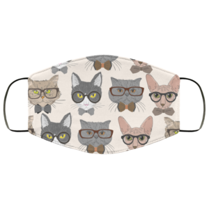 Hipster Cats Face Mask Washable Reusable