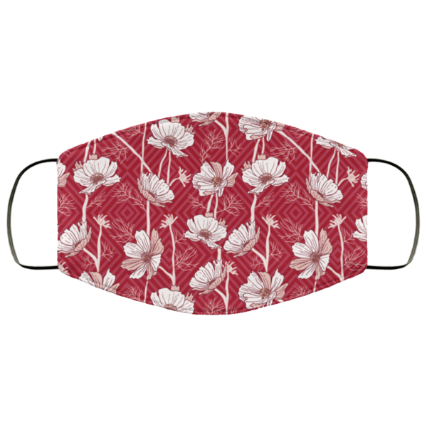 Red Wild Flower Face Mask Washable Reusable