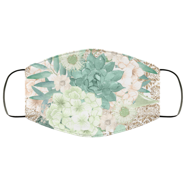 Luxury Green Flowers Face Mask Washable Reusable