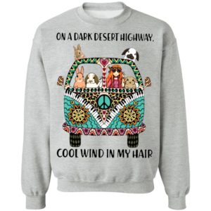 On dark desert highway cool wind in my hair hippie girl bunny rabbit car T-shirt