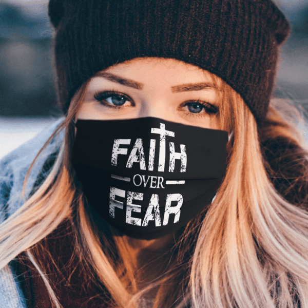 FAITH OVER FEAR DISTRESSED Face Mask Washable Reusable