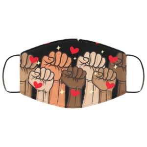 Power Fists Hearts Social Justice Black Lives Matter Face Mask