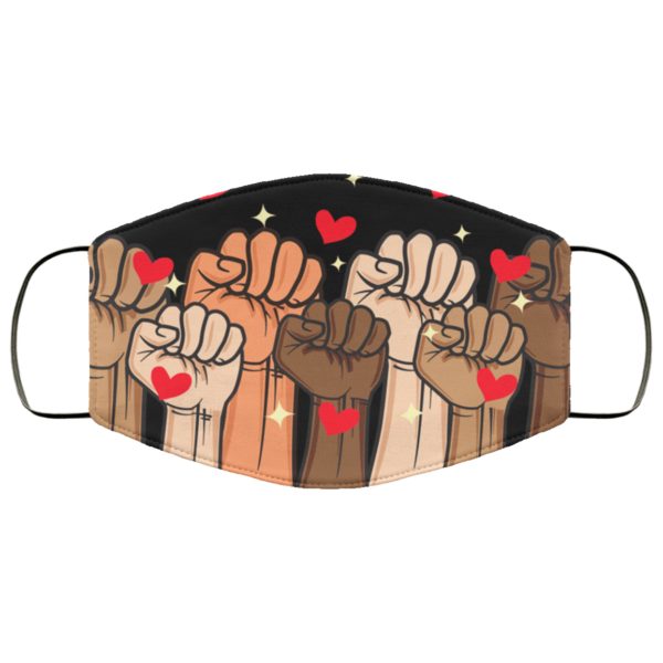 Power Fists Hearts Social Justice Black Lives Matter Face Mask