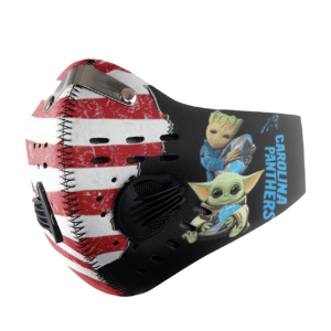 Baby Yoda And Groot Hug Carolina Panthers American Flag Activated Carbon Filter Sport Mask