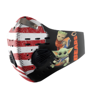 Baby Yoda And Groot Hug Chicago Bears American Flag Activated Carbon Filter Sport Mask